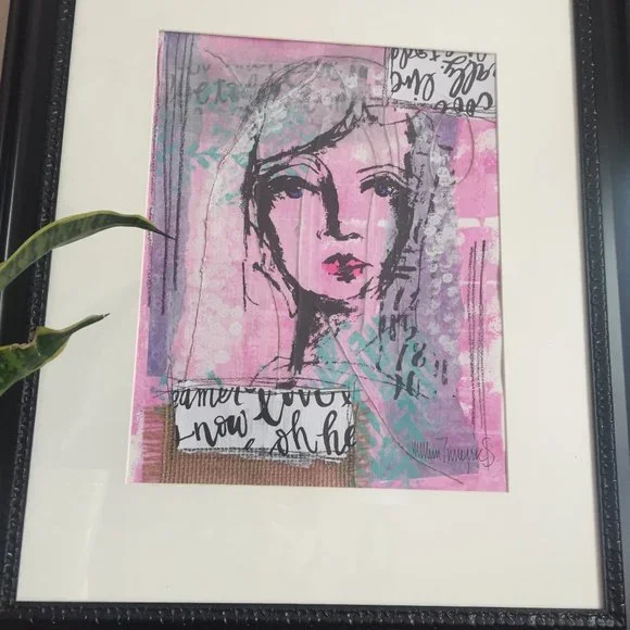 Original Art Work Painting Framed Eclectic Mixed Media